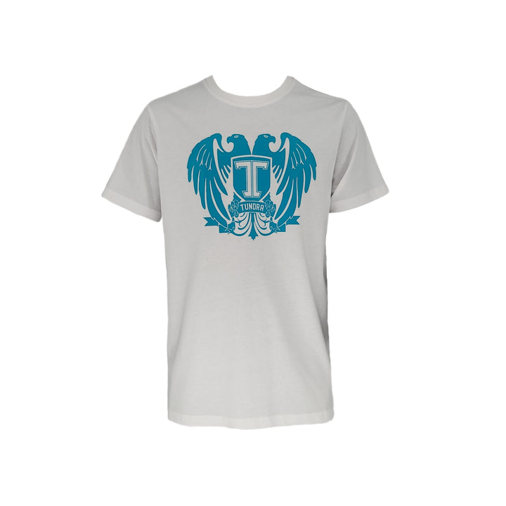 TUNDRA Single-Jersey T-Shirt weiss Logo Doppelkopf Adler Logo Rücken Türkis